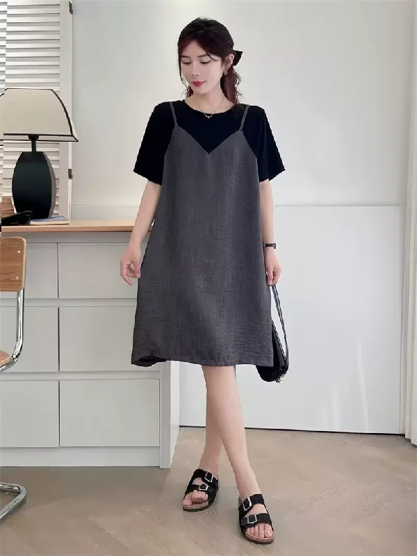 Plus Size Grey 2-In-1 Dress