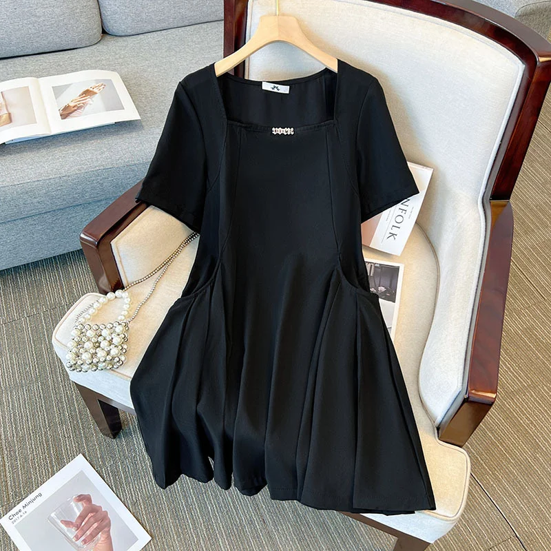 (XL-7XL) Plus Size Black Kpop Black Dress (EXTRA BIG SIZE)