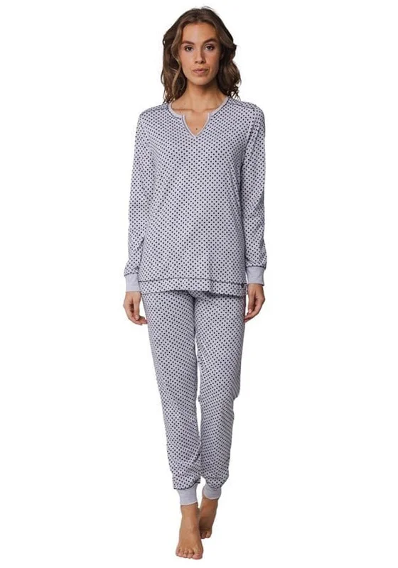 Rebelle Dot and Stripe Pyjama Set, Light Grey