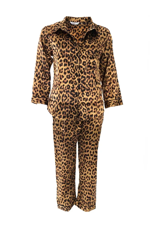 Serafina Collection Animal Satin Pyjama Set, Brown