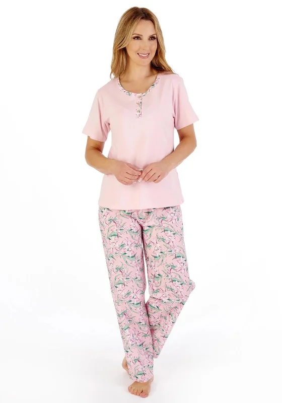 Slenderella Tropical Print Pyjama Set, Pink