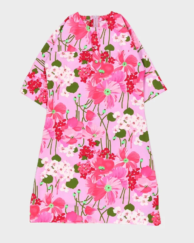 Vintage 1970s Floral Shift Dress - S