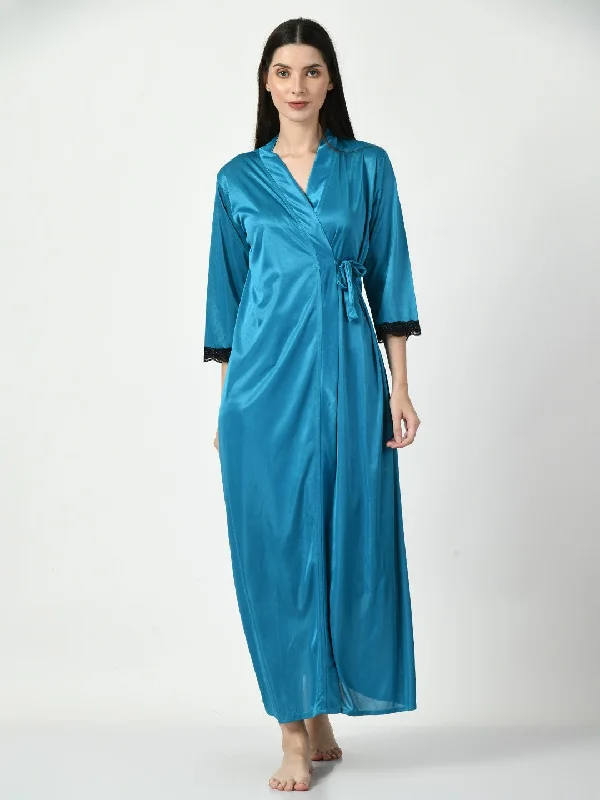 Women's Satin Blue Nightdress - Legit Affair