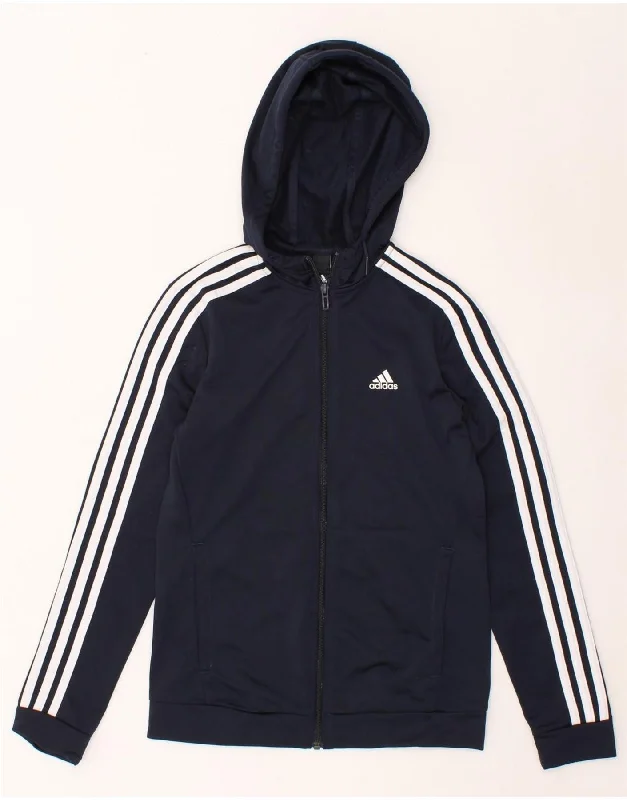 ADIDAS Womens Zip Hoodie Sweater UK 4/6 XS Navy Blue Polyester