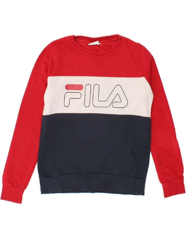 FILA Womens Graphic Sweatshirt Jumper UK 6 XS Multicoloured Colourblock