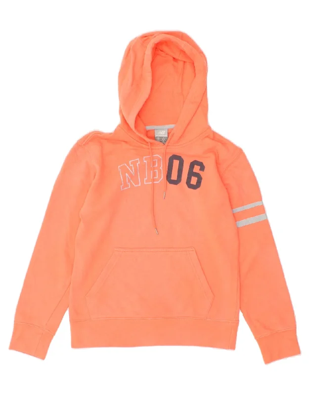 NEW BALANCE Womens Graphic Hoodie Jumper UK 10 Small Orange