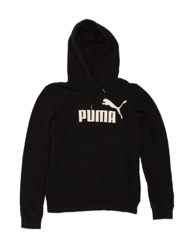 PUMA Womens Graphic Hoodie Jumper UK 8 Small  Black