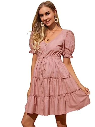 Lymio Dresses for Women || Western Dresses for Women || Dress for Women || Dresses (546) (M) Pink