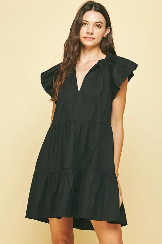 PINCH COTTON RUFFLE MINI DRESS