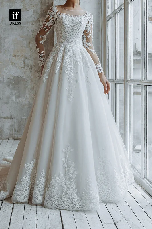 71081 - Exquisite Long Sleeves A-Line Appliques Bohemian Wedding Dress