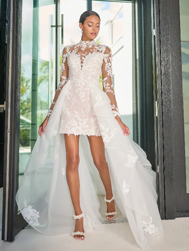 Long Sleeve Short Bridal Gown by Adrianna Papell 31319