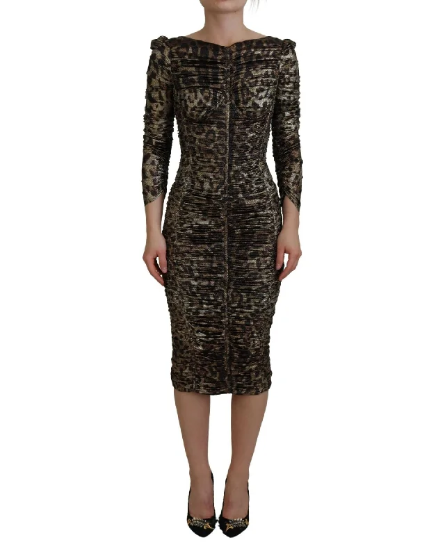 Dolce & Gabbana Leopard Print Bodycon Midi Dress