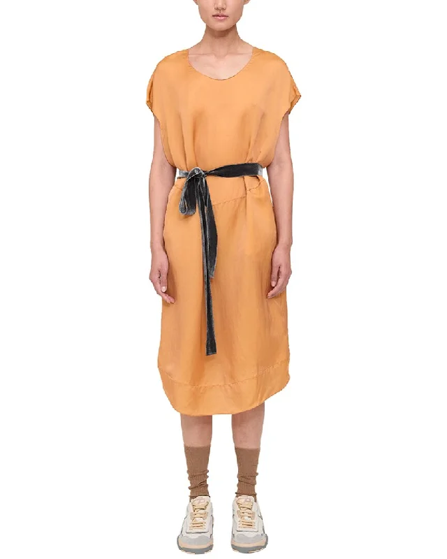 Theory Belted Silk-Blend Midi Dress