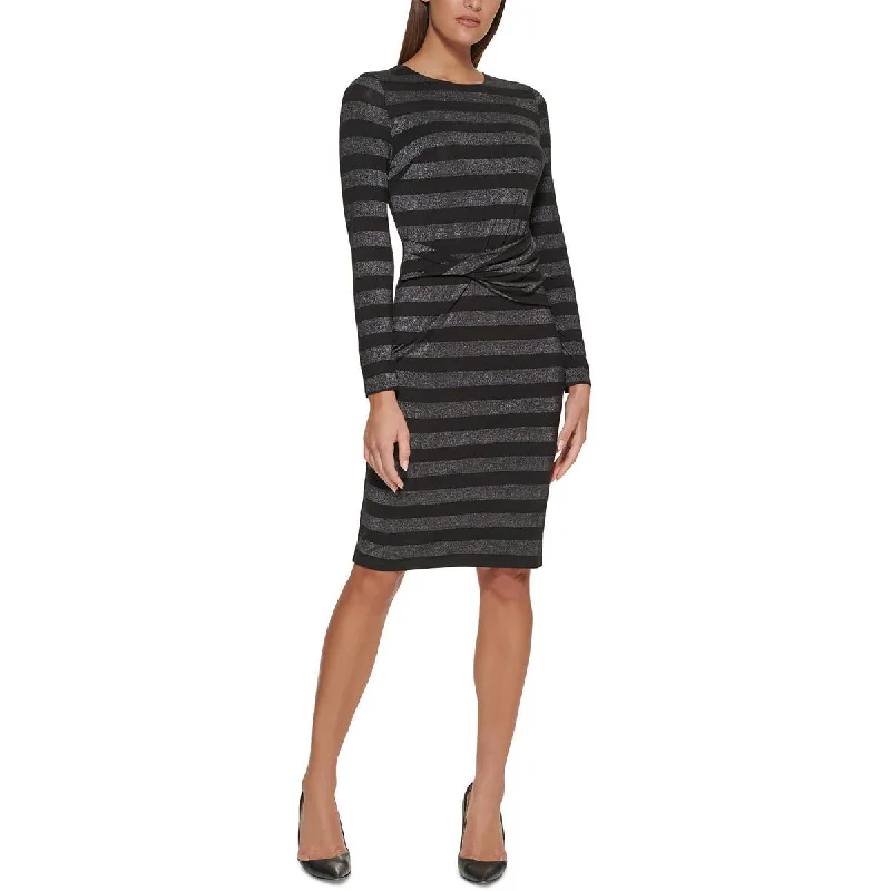 Womens Twist Front Midi Sheath Dress