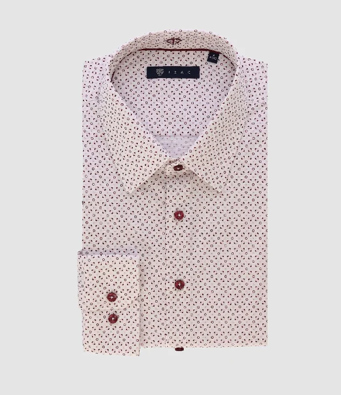 Chemise ville imprimée blanc rose bordeaux PAULBT