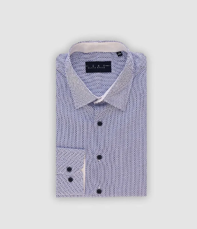 Chemise imprimée marine blanc PALMA