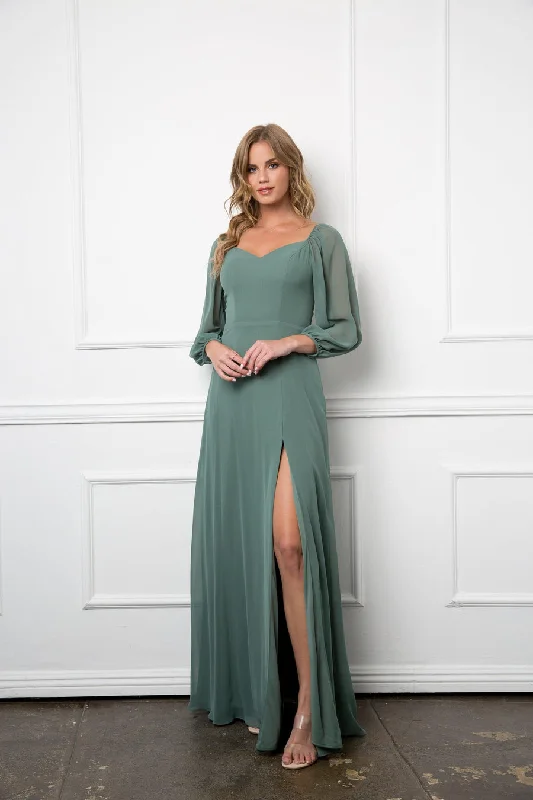 Eucalyptus S Long Sleeve Chiffon Formal Dress Sale