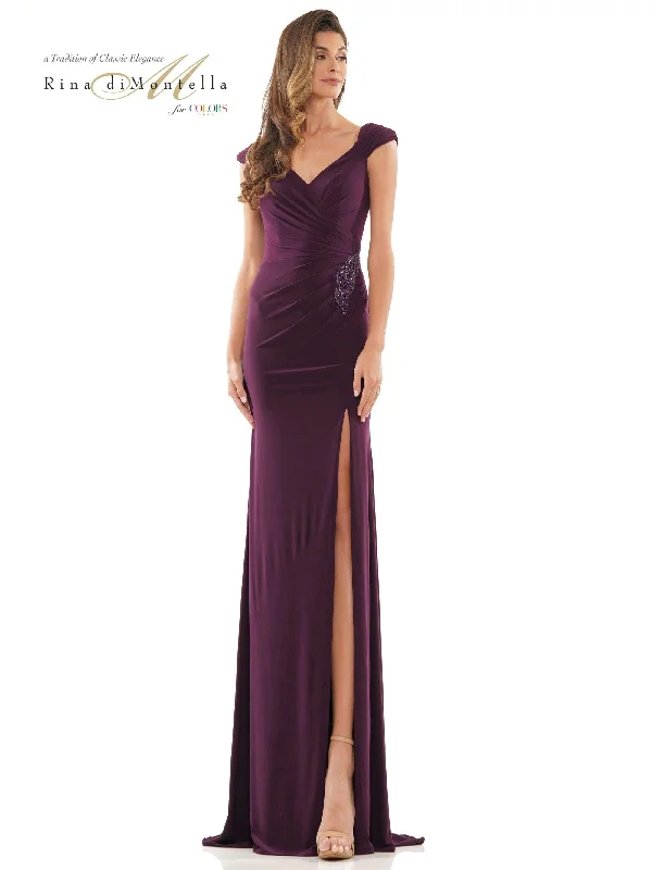 Rina di Montella Long Cap Sleeve Formal Dress 2824