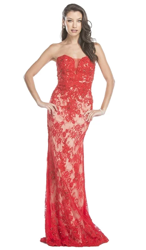 Aspeed Design - Floral Lace Sweetheart Fitted Evening Dress