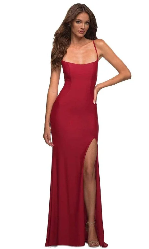 La Femme - 30436 Scoop Neck High Slit Gown