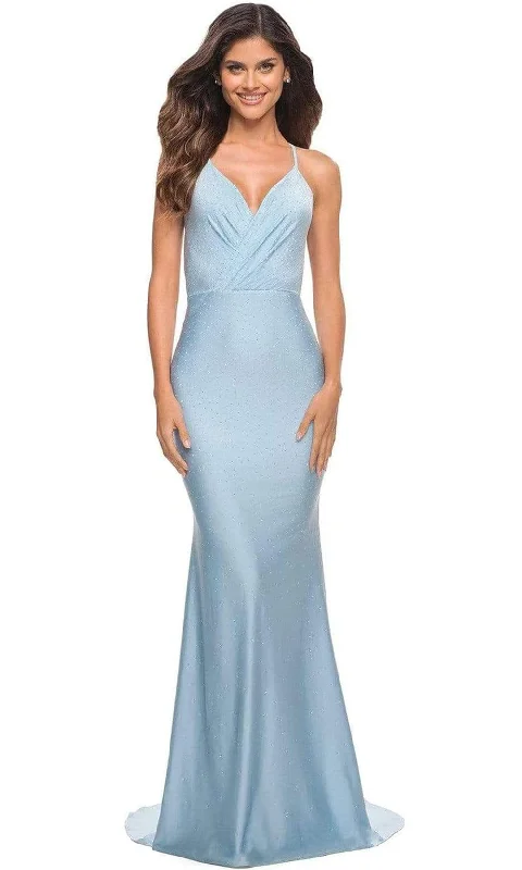 La Femme - 30463 Wrap Style Pastel Gown