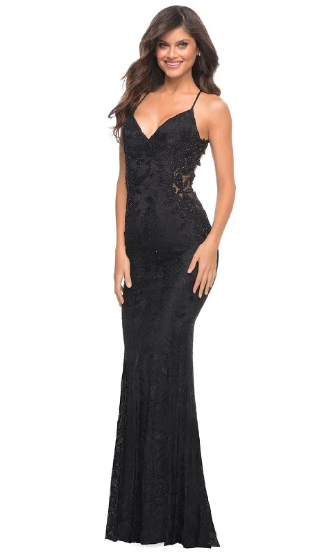 La Femme - 30474 Beaded Applique Sheath Gown