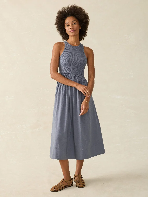 Tropical Cotton Ribbed Tank Dress - Folkstone Grey