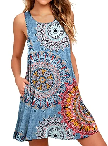 Women Summer Casual Dresses Beach Cover Up Loose Tank Dress with Pockets | Original Brand