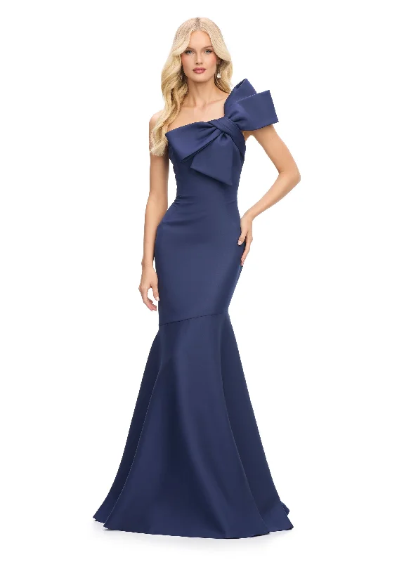 Ashley Lauren 11696 - Asymmetric Satin Evening Gown