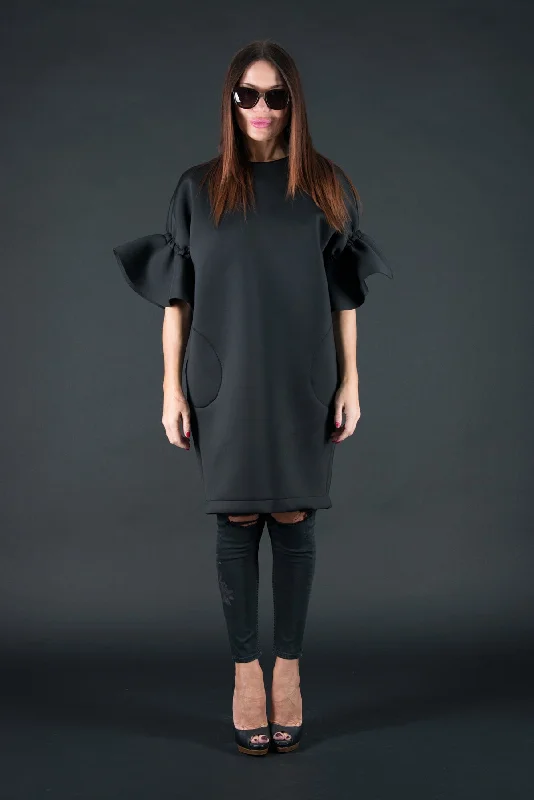 Black Winter Neoprene Dress ESTER