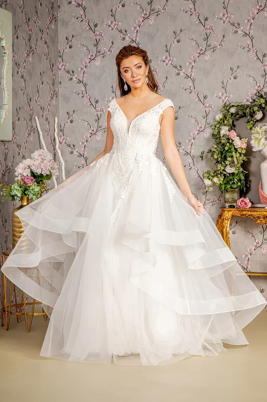 Cap Sleeve Tiered Layered Bridal Gown by GLS Gloria GL3341