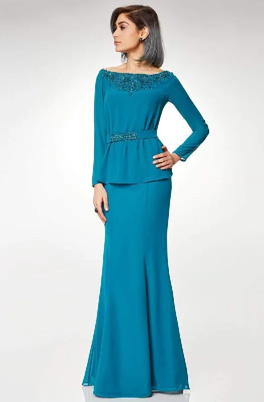 Clarisse M6538 - Embellished Bateau Neck Formal Dress