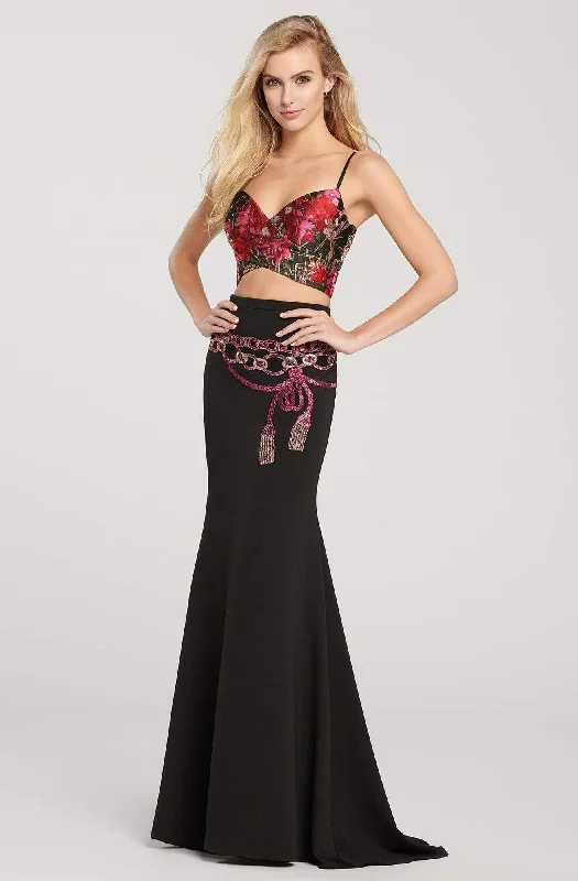 Ellie Wilde - EW119146 V-Neck Printed Two Piece Long Gown