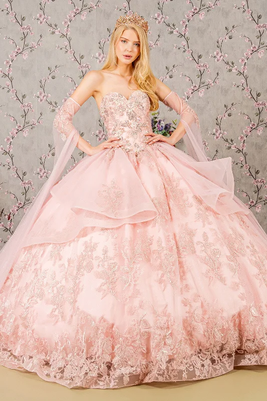 Strapless Bell Sleeve Ball Gown by GLS Gloria GL3317