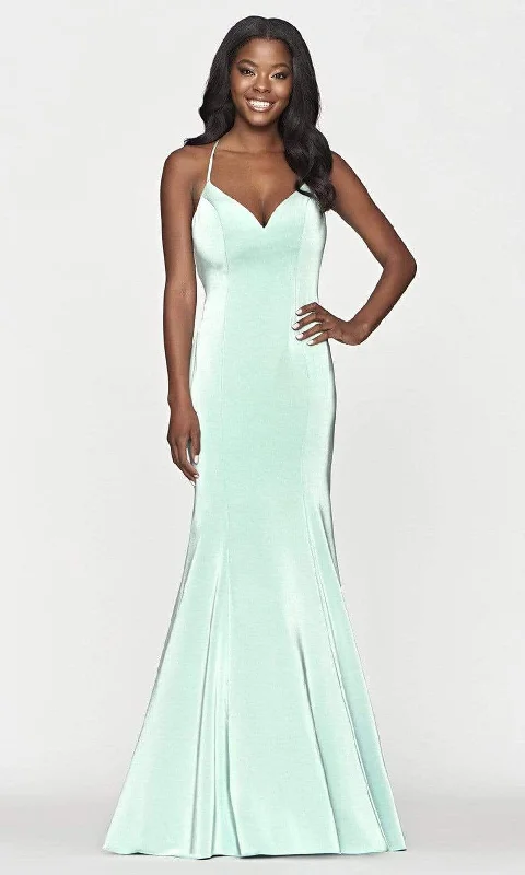 Faviana S10659 - V-Neck Faille Satin Prom Gown