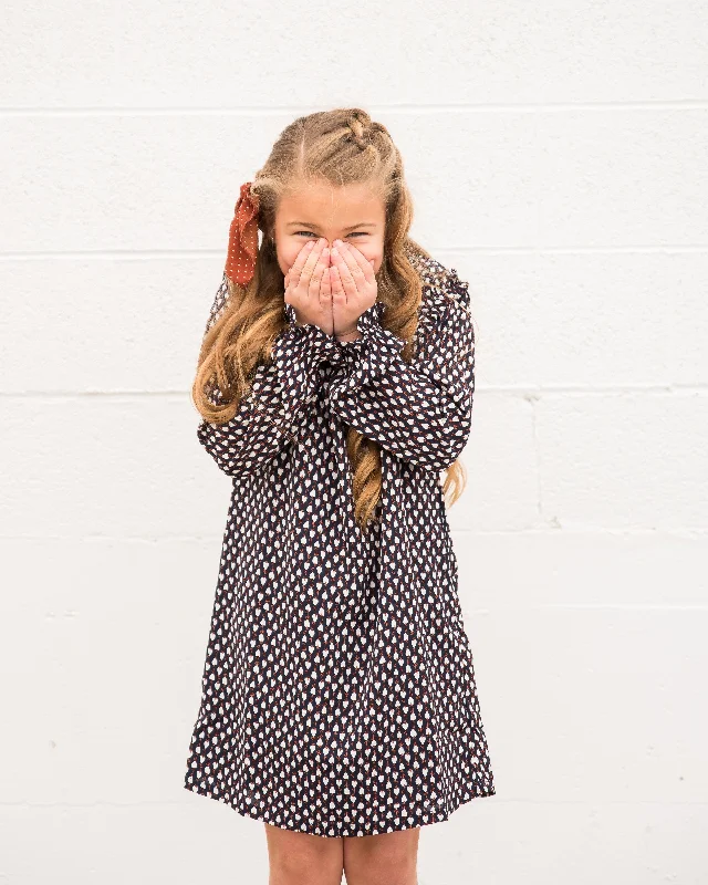 Geometric Print Shift Dress for Little Girls