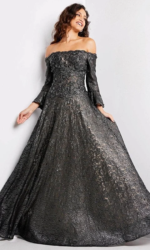 Jovani 23936 - Off-Shoulder Embroidered Prom Gown