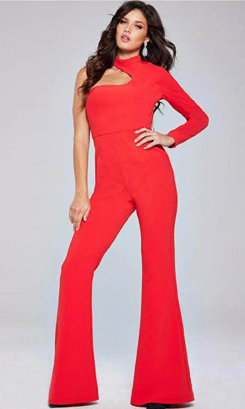 Jovani 41052 - Cut-Out Detailed One-Shoulder Jumpsuit