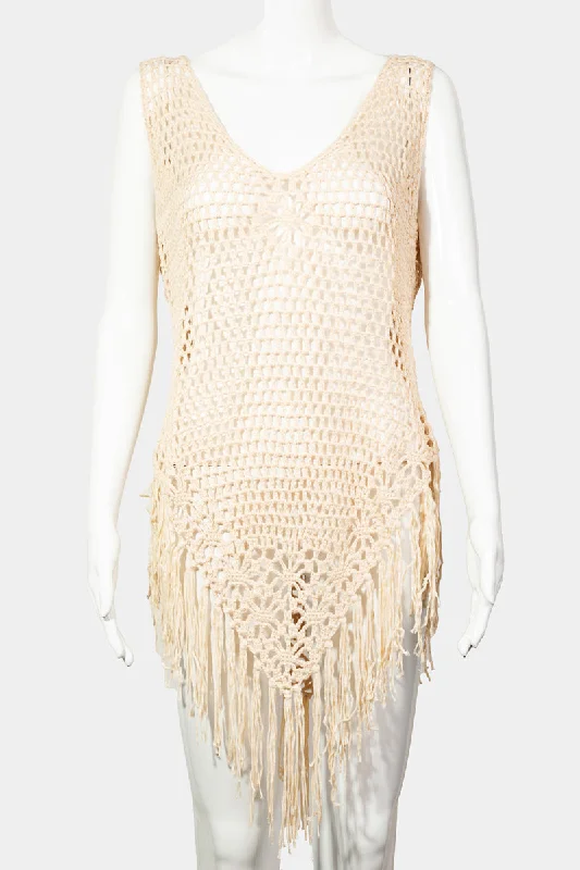 Knitted Fringe Hem Cover Up