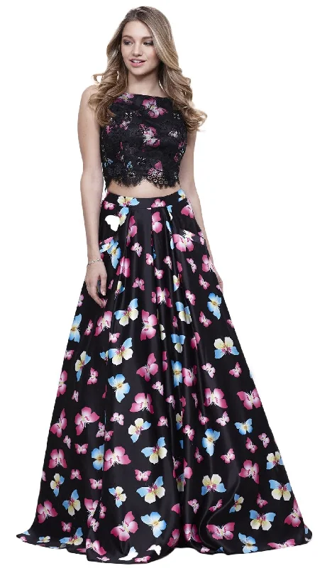 Nox Anabel - Two-Piece Butterfly Printed Evening Gown 8336SC