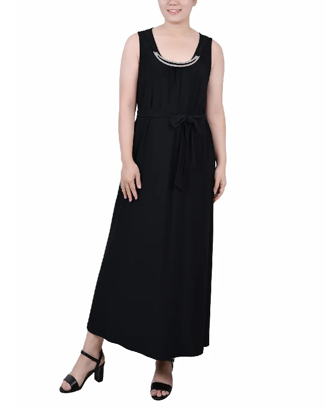 Petite Ankle Length Sleeveless Dress