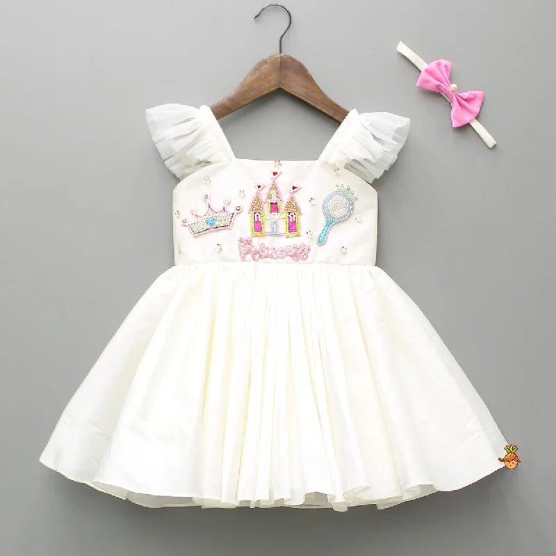 Pre Order: Off White Flared Dress With Bowie Headband