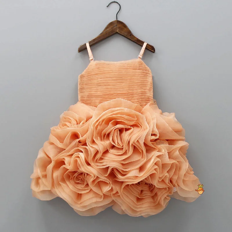 Pre Order: Pleated Yoke Organza Strappy Dress