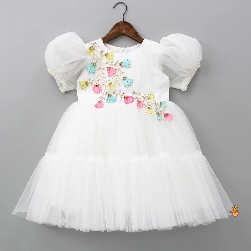 Pre Order: White Net Frilly Dress