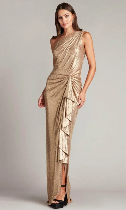 Tadashi Shoji BSJ489L - One Shoulder Metallic Evening Gown