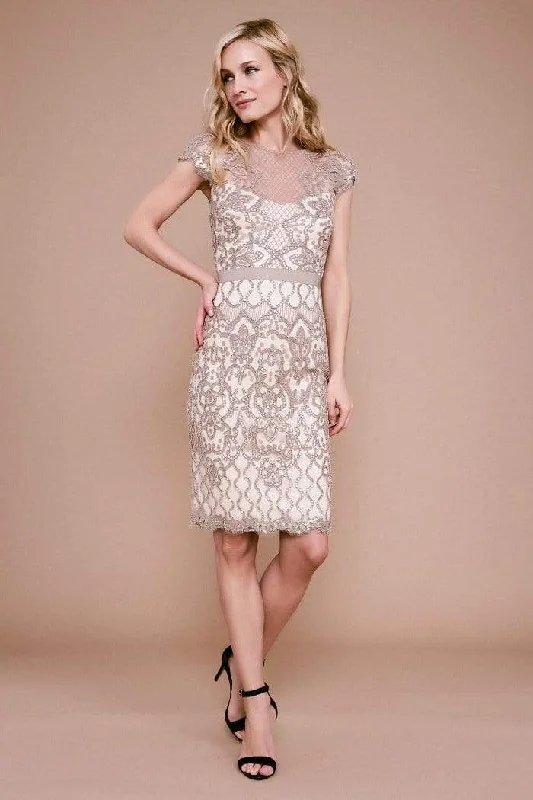 Tadashi Shoji - V Neck Tile Patterned Slit Dress