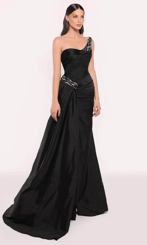 Tarik Ediz 98742 - Shirred One Shoulder Evening Gown