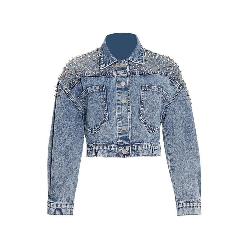 Short denim long-sleeved jacket