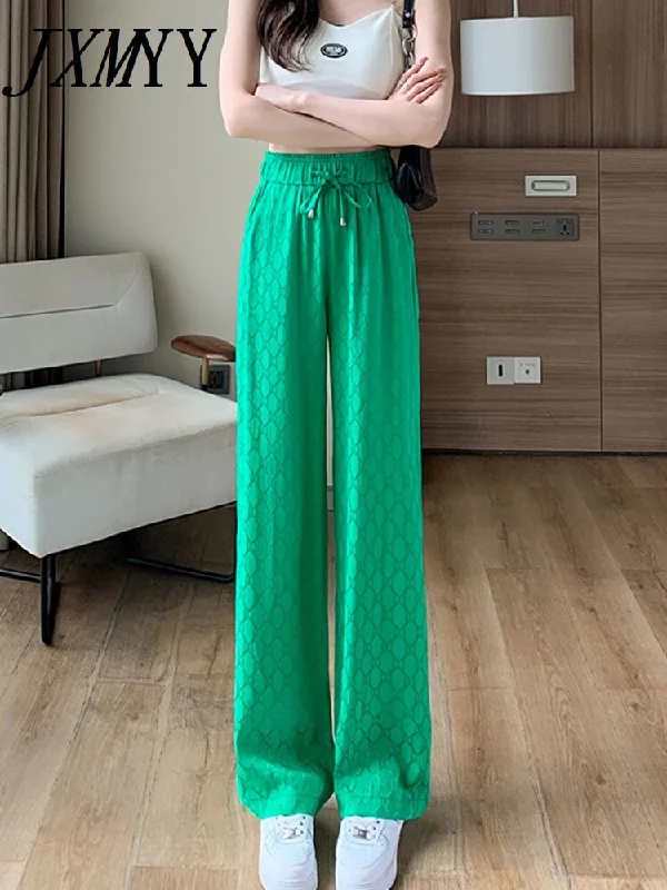 2023 Fashionable Green Pants Wide-Leg Summer Thin Section High-Waisted Drape Loose And Thin Casual Women's Straight-Leg Pants