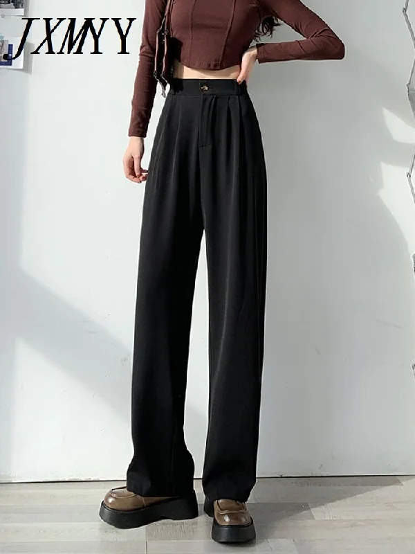 Camel Drape Suit Wide-Leg Pants Women's High-Waisted Straight-Leg Slimming All-Match Spring And Autumn Casual Simple Trousers